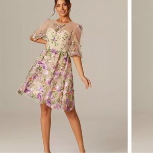 New AW Bridal Carolyn 3D Floral  Embroidered Dress 8